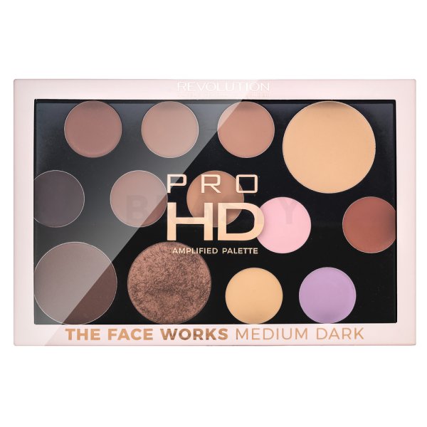 Makeup Revolution Pro HD Amplified Palette The Face Works - Medium Dark multifunkčná paleta 15 g