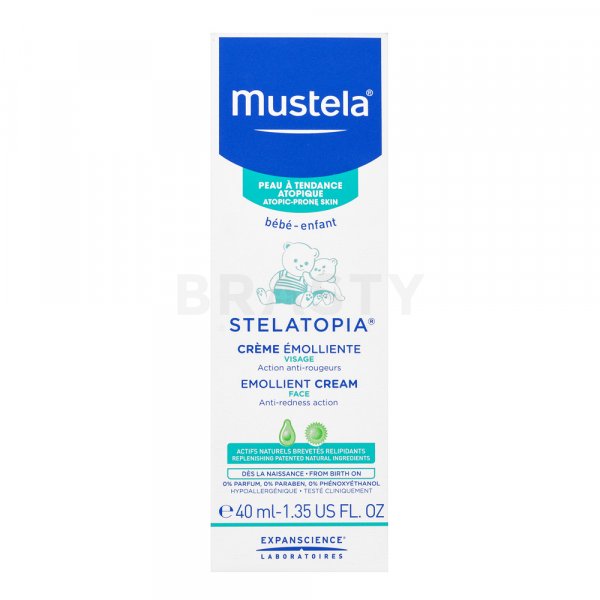 Mustela Bébé Stelatopia Emollient Cream crema facial para piel atópica seca 40 ml