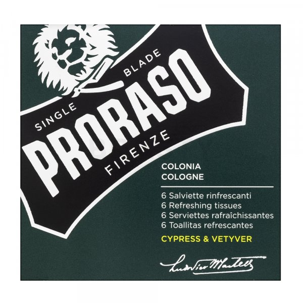 Proraso Cypress And Vetiver Refreshing Tissues 6 Pieces upokojujúce pleťové obrúsky pre citlivú a suchú pleť