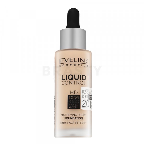 Eveline Liquid Control HD Mattifying Drops Foundation fondotinta lunga tenuta per l' unificazione della pelle e illuminazione 030 Sand Beige 32 ml