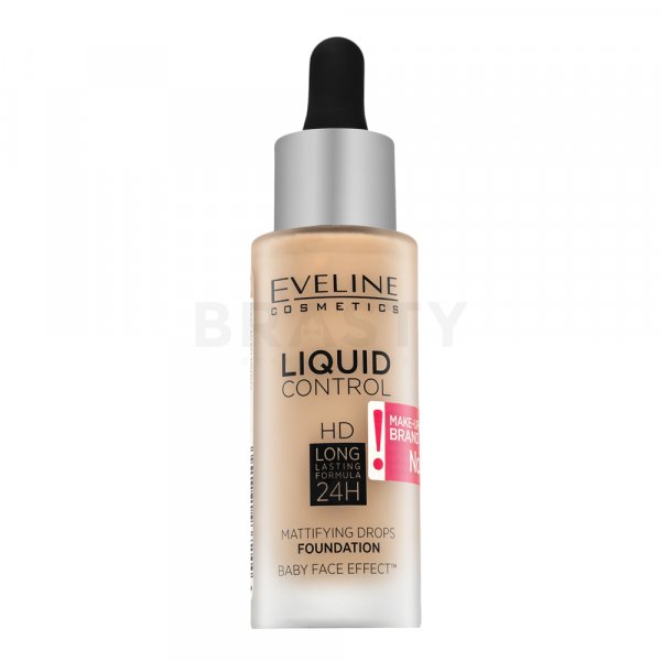 Eveline Liquid Control HD Mattifying Drops Foundation дълготраен фон дьо тен с матиращо действие 010 Light Beige 32 ml