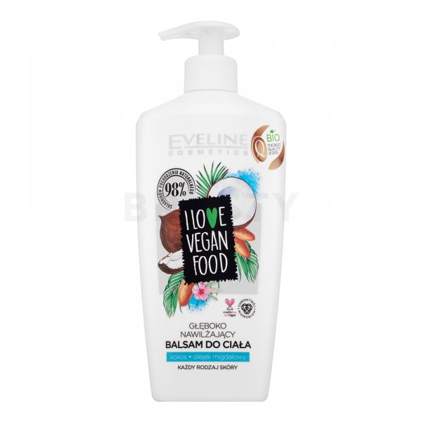 Eveline I Love Vegan Food Body Balm Coconut/Almond Oil hydratačné telové mlieko pre všetky typy pleti 350 ml