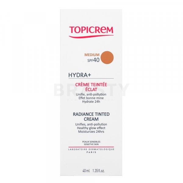 Topicrem HYDRA+ Radiance Tinted Cream SPF40 - Medium vopsea nuanțatoare tip cremă cu efect de hidratare 40 ml