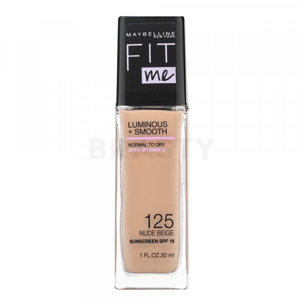 Maybelline Fit Me! Luminous + Smooth SPF18 Foundation 125 Nude Beige maquillaje líquido para piel unificada y sensible 30 ml