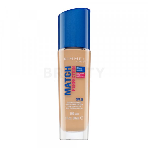 Rimmel London Match Perfection 24HR SPF20 Foundation 300 Sand Liquid Foundation for unified and lightened skin 30 ml