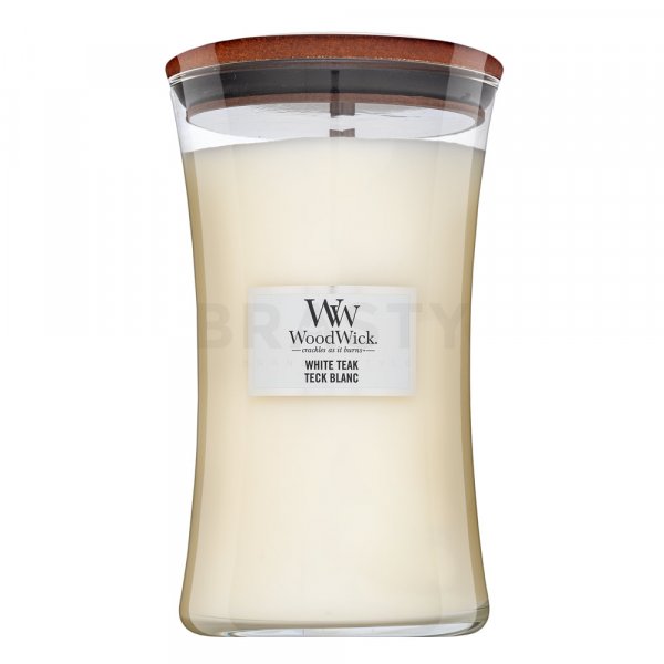 Woodwick White Teak lumânare parfumată 610 g