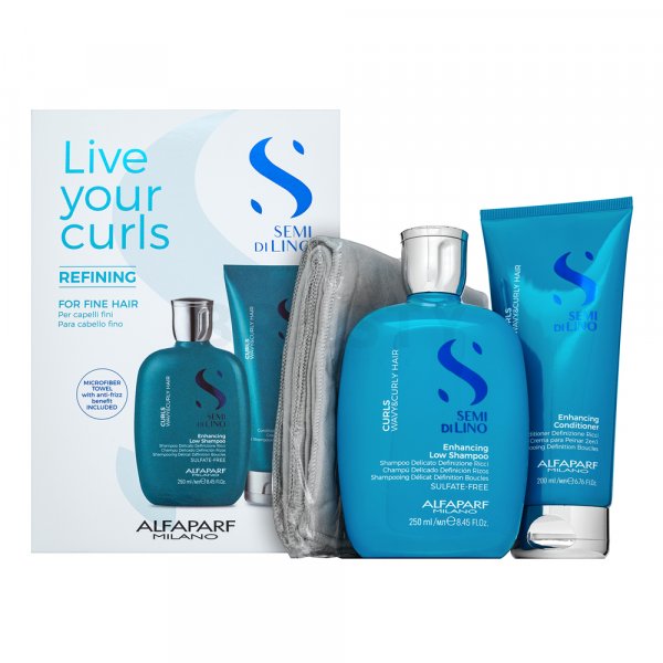 Alfaparf Milano Semi Di Lino Live Your Curls Refining Kit šampon a kondicionér pro lesk vlnitých a kudrnatých vlasů