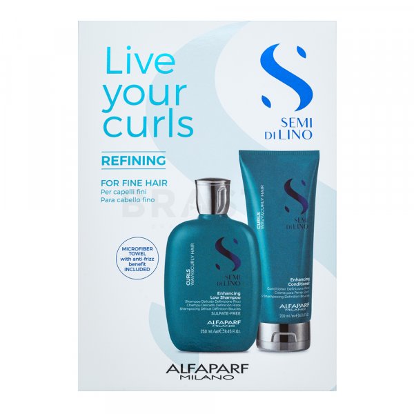 Alfaparf Milano Semi Di Lino Live Your Curls Refining Kit Shampoo und Conditioner Für den Glanz lockiger und krauser Haare