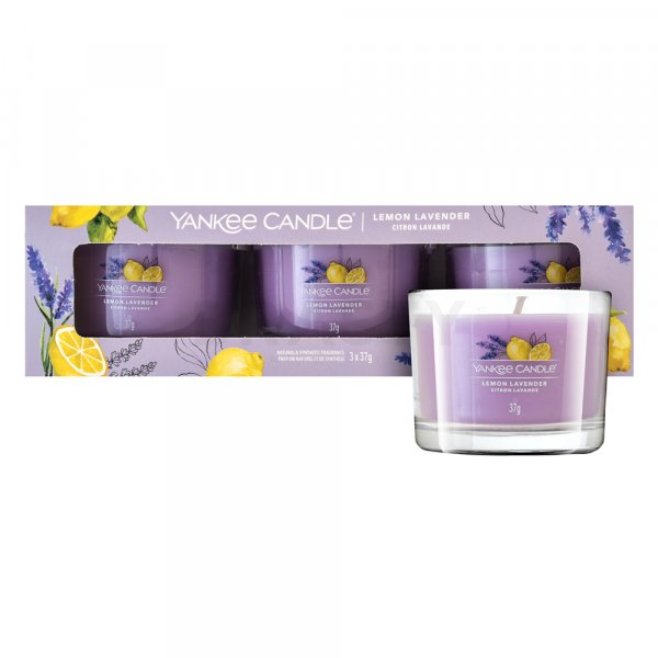 Yankee Candle Lemon Lavender votívna sviečka 3 x 37 g