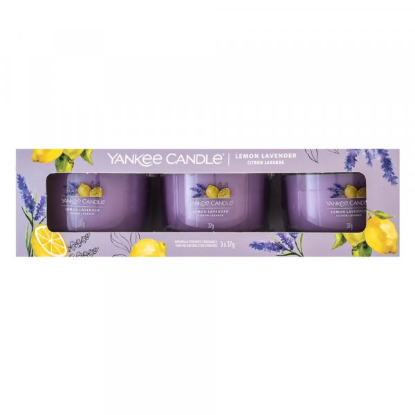 Yankee Candle Lemon Lavender votívna sviečka 3 x 37 g