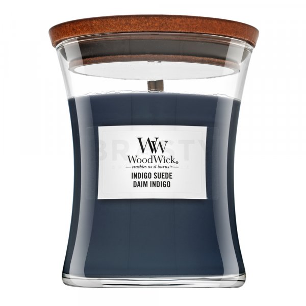 Woodwick Indigo Suede lumânare parfumată 275 g