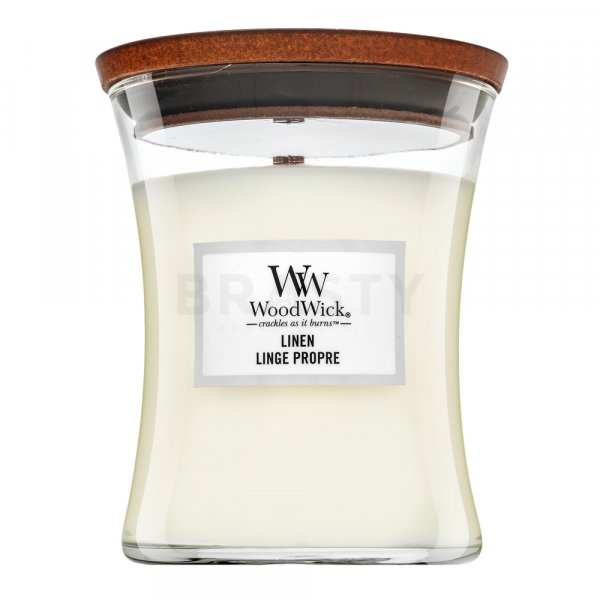 Woodwick Linen vela perfumada 275 g