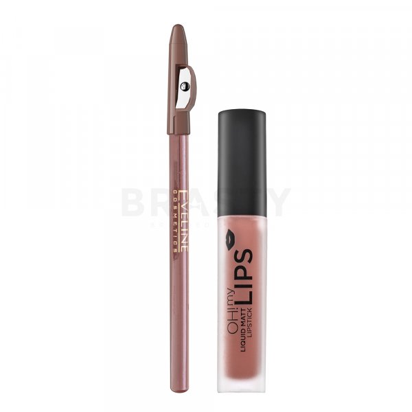 Eveline OH! My Velvet Lips Matt Lip Kit sada na pery pre matný efekt 02 Milky Chocolate 4,5 ml