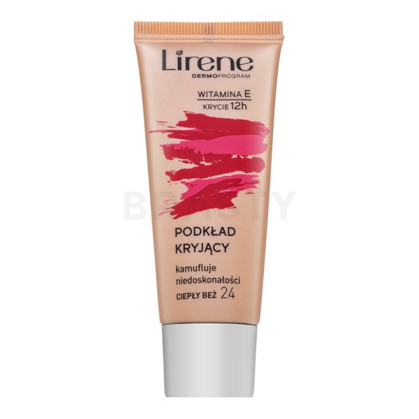 Lirene Vitamin E High-Coverage Liquid Foundation 24 Beige maquillaje líquido contra las imperfecciones de la piel 30 ml