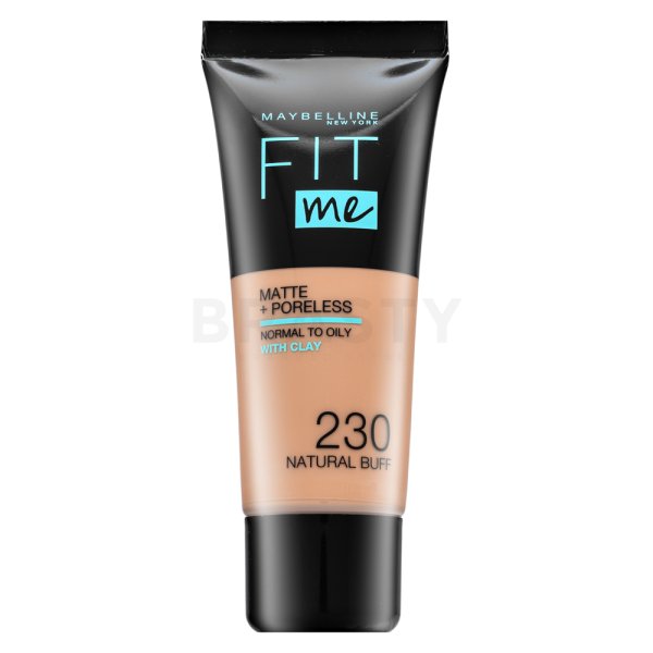 Maybelline Foundation Matte + Poreless 230 Natural Buff folyékony make-up az egységes és világosabb arcbőrre 30 ml