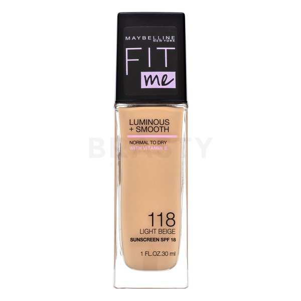 Maybelline Fit Me! Luminous + Smooth Foundation vloeibare make-up voor een uniforme en stralende teint 118 Light Beige 30 ml