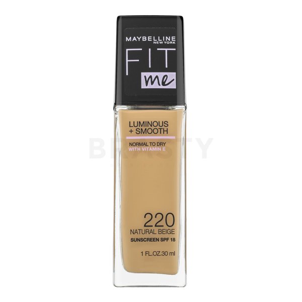 Maybelline Fit Me Luminous + Smooth Foundation 220 Natural Beige folyékony make-up az egységes és világosabb arcbőrre 30 ml