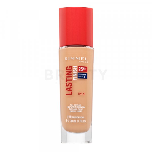 Rimmel London Lasting Finish 25HR SPF20 Full Coverage Lightweight Foundation 210 tekutý make-up pre zjednotenú a rozjasnenú pleť 30 ml