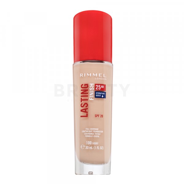 Rimmel London Lasting Finish 25HR SPF20 Full Coverage Lightweight Foundation 100 Ivory tekutý make-up pro sjednocenou a rozjasněnou pleť 30 ml