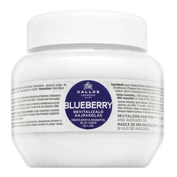 Kallos Blueberry Revitalizing Hair Mask pentru păr uscat și degradat 275 ml