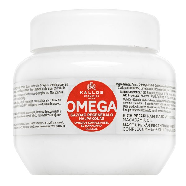 Kallos Omega Rich Repair Hair Mask mască pentru întărire pentru păr fragil 275 ml
