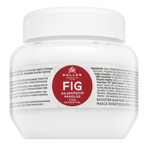 Kallos Fig Booster Hair Mask Máscara de fortalecimiento Para el cabello debilitado 275 ml