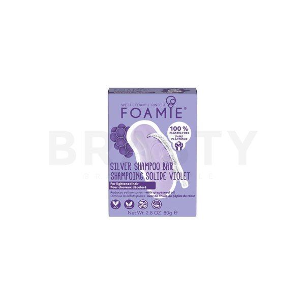 Foamie Silver Shampoo Bar tuhý šampon pro zesvětlené vlasy Grapessed Oil 80 g