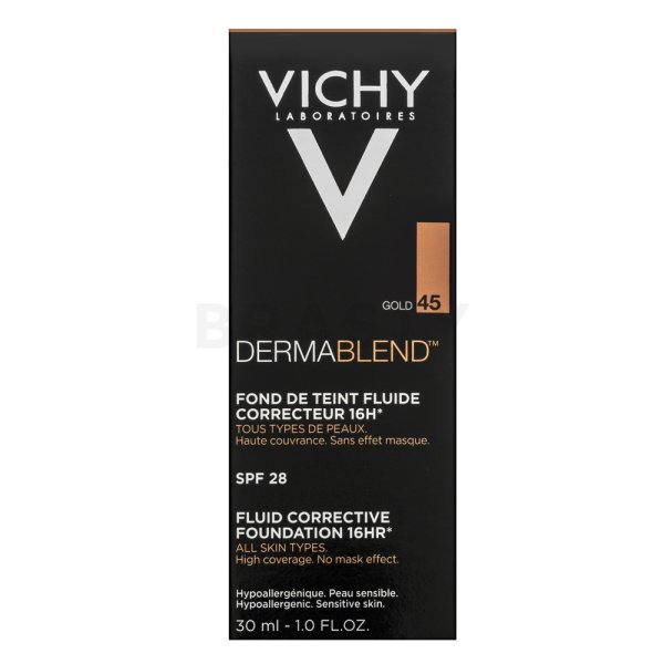 Vichy Dermablend Fluid Corrective Foundation 16HR folyékony make-up az arcbőr hiányosságai ellen 45 Gold 30 ml