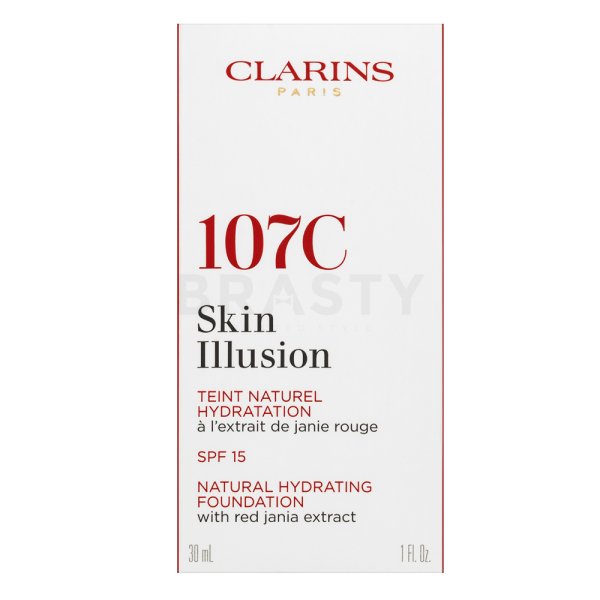 Clarins Skin Illusion Natural Hydrating Foundation течен фон дьо тен с овлажняващо действие 107 Beige 30 ml