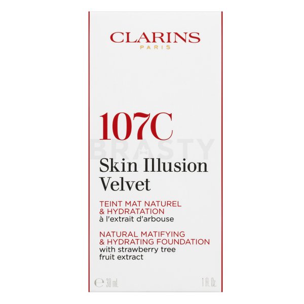 Clarins Skin Illusion Velvet Natural Matifying & Hydrating Foundation folyékony make-up matt hatású 107C Beige 30 ml