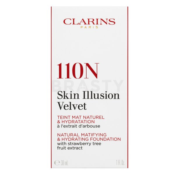 Clarins Skin Illusion Velvet Natural Matifying & Hydrating Foundation fondotinta liquido con un effetto opaco 110N Honey 30 ml