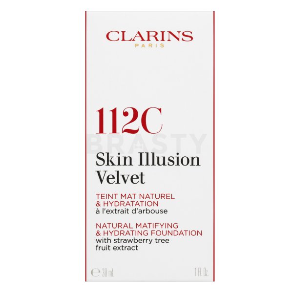 Clarins Skin Illusion Velvet Natural Matifying & Hydrating Foundation Flüssiges Make Up mit mattierender Wirkung 112C Amber 30 ml