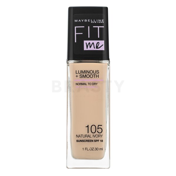Maybelline Fit Me! Luminous + Smooth SPF18 Foundation 105 Natural Ivory maquillaje líquido para piel unificada y sensible 30 ml