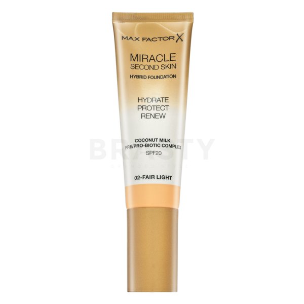 Max Factor Miracle Second Skin Hybrid Foundation SPF20 02 Fair Light langanhaltendes Make-up mit Hydratationswirkung 30 ml