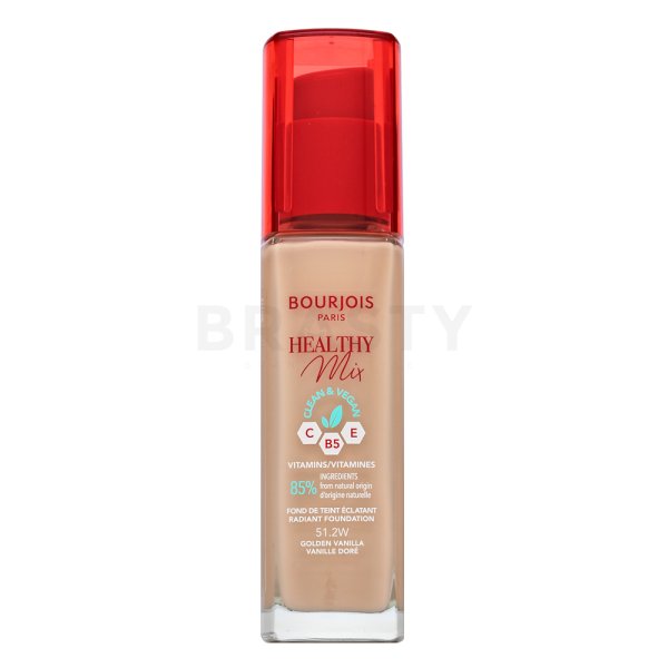 Bourjois Healthy Mix Clean & Vegan Radiant Foundation vloeibare make-up om de huidskleur te egaliseren 51.2W Golden Vanilla 30 ml