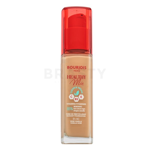 Bourjois Healthy Mix Clean & Vegan Radiant Foundation maquillaje líquido para unificar el tono de la piel 51.5C Rose Vanilla 30 ml