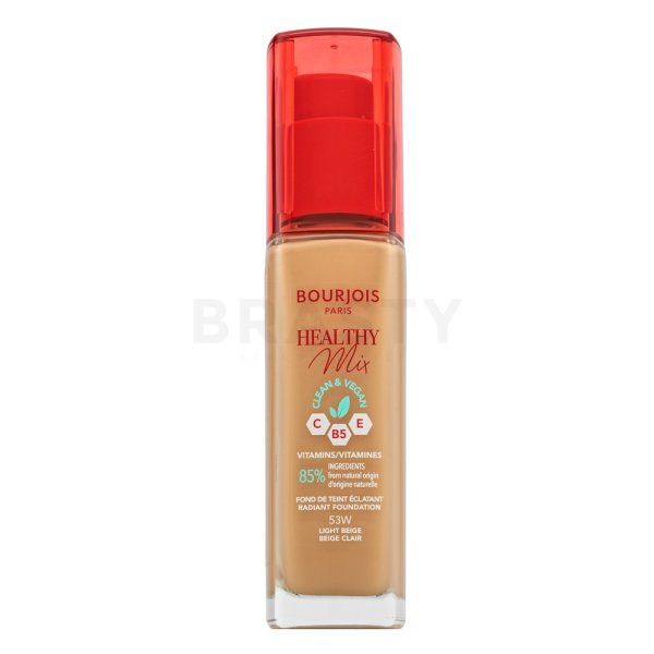 Bourjois Healthy Mix Clean & Vegan Radiant Foundation fond de ten lichid pentru uniformizarea culorii tenului 53W Light Beige 30 ml