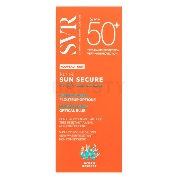 SVR Sun Secure gel cremă SPF50+ Mousse Cream Optical Blur 50 ml