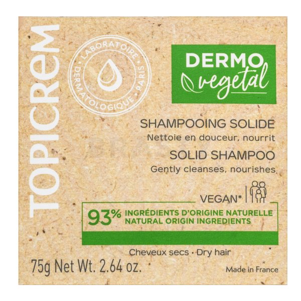 Topicrem Dermo Vegetal Solid Shampoo Barra de champú con efecto nutritivo Para cabello seco 75 g