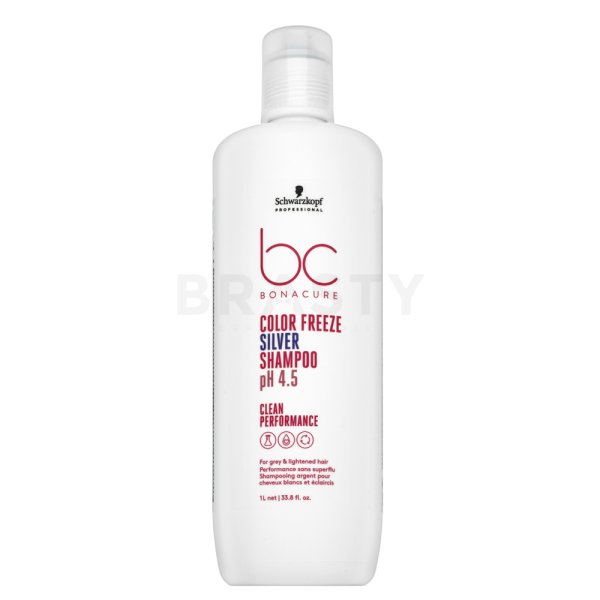 Schwarzkopf Professional BC Bonacure Color Freeze Silver Shampoo pH 4.5 Clean Performance champú tónico Para cabello rubio platino y gris 1000 ml