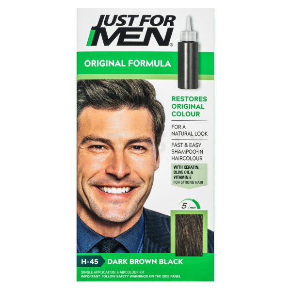 Just For Men Autostop Hair Colour gekleurde shampoo voor mannen H45 Dark Brown Black 35 g