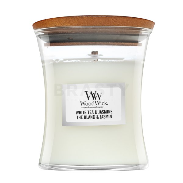 Woodwick White Tea & Jasmine lumânare parfumată 85 g