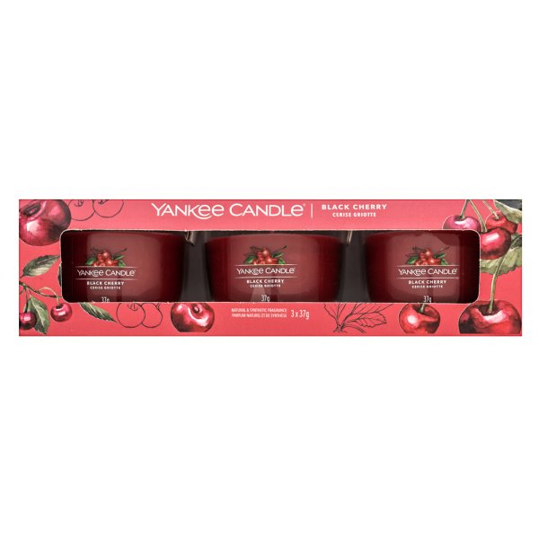 Yankee Candle Black Cherry świeca wotywna 3 x 37 g