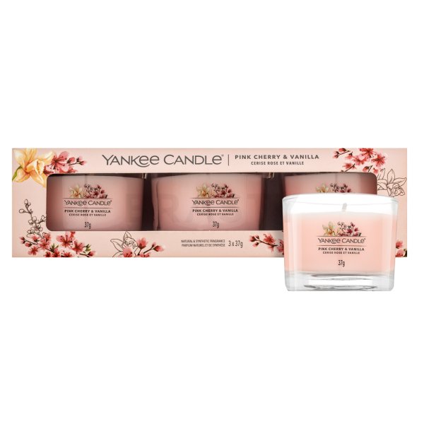 Yankee Candle Pink Cherry Vanilla votívna sviečka 3 x 37 g