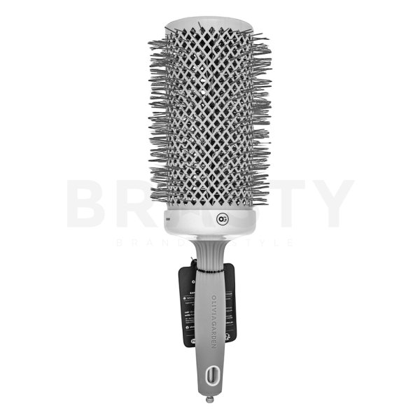 Olivia Garden Expert Blowout Speed Round Brush Wavy Bristles White & Grey 65 mm haarborstel