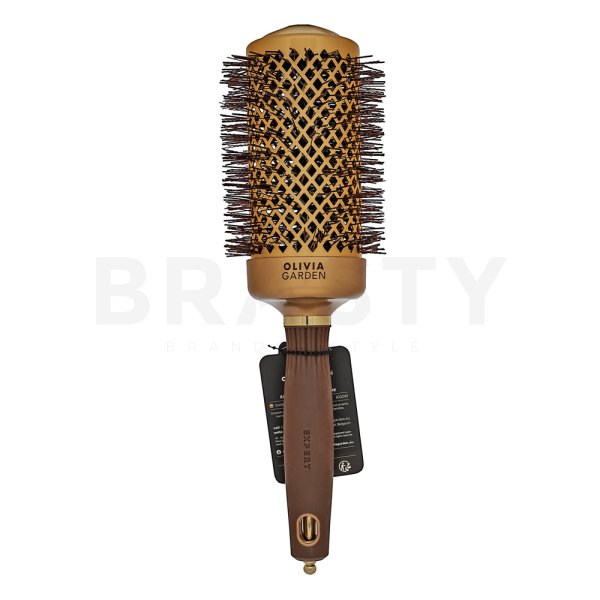 Olivia Garden Expert Blowout Shine Round Brush Wavy Bristles Gold & Brown 55 mm haarborstel