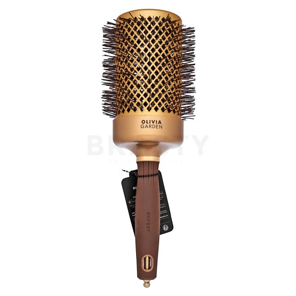 Olivia Garden Expert Blowout Shine Round Brush Wavy Bristles Gold & Brown 65 mm perie de păr