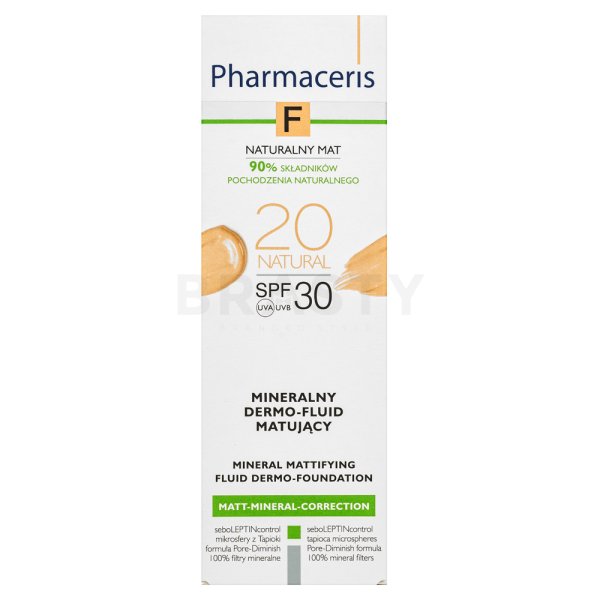 Pharmaceris F Mineral Dermo-Foundation SPF30 Natural fluid pentru infrumusetare pentru o piele luminoasă și uniformă 30 ml