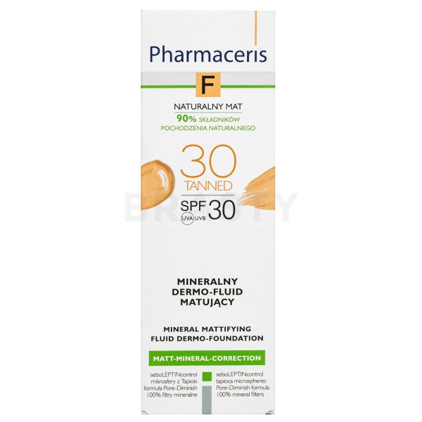 Pharmaceris F Mineral Dermo-Foundation SPF30 Tanned разкрасяващ флуид за уеднаквена и изсветлена кожа 30 ml