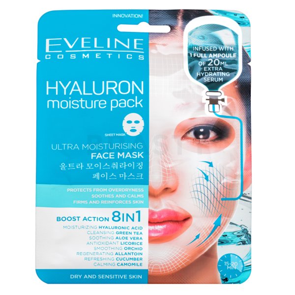 Eveline Hyaluron Moisture Pack Ultra Moisturising Face Mask 1 pcs maska nawilżająca w płacie do wszystkich typów skóry